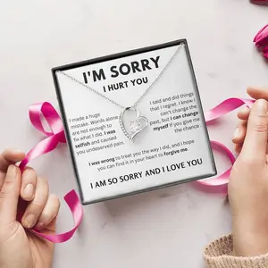 Apology Gift For Her, I'm Sorry I Hurt You, Message Card With Forever Love Necklace, Forgiveness Gift, Sorry Gift For Girlfriend Or Wife