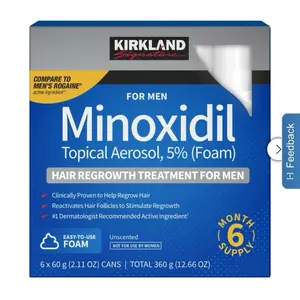 Kirkland Signature Minoxidil Topical Aerosol 5% Foam Hair Regrowth Treatment for Men 6 Month Supply