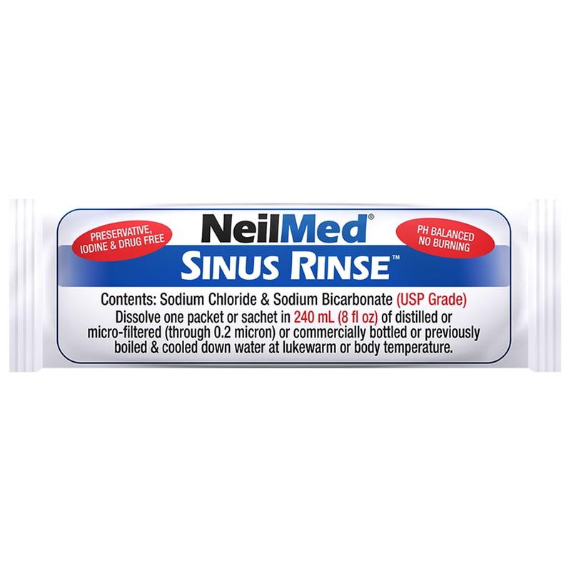 Neilmed Nasaflo Neti Pot Nasal Wash System for Adults, 50 Premixed Packets – Allergy, Sinus and Congestion Relief