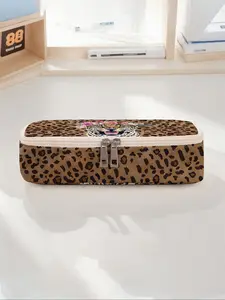 Tiger Print Large Capacity Pencil Case, Durable Multi-Functional Storage Bag, Portable Zipper Organizer for School Office Supplies