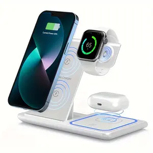 [Wireless | Fast Charge] 3 In 1 Wireless Charging Station | 15W Fast Mag-Safe Charger Stand | For iPhone 16 15 14 13 12 11 X 8 Pro Max/Pro/Mini/Plus, iWatch Ultra 10/9/8 7/6/5/4/3/2 SE, AirPods 4/3/2/Pro/pro2