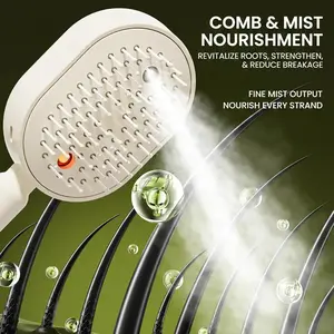 3 in 1 Self Cleaning Hair Brush with Fine Mist Spray Detangling Brush lectric Spray Air Cushion Massage Comb, Handheld Design for Bedroom Vanity, Bathroom Mirror and Office Desk, Gift for Women