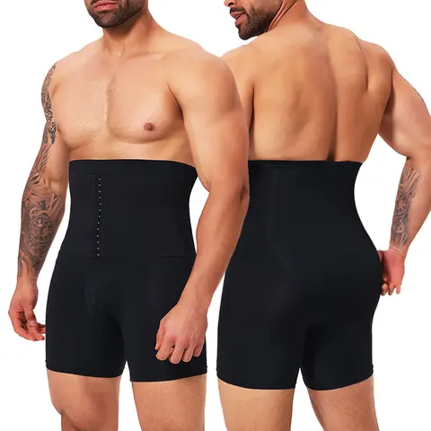 CATTIBOR Men's High-Waist Mid-Thigh Shaper Shorts - Tummy Control, Soft, Elastic, Breathable Compression Underwear