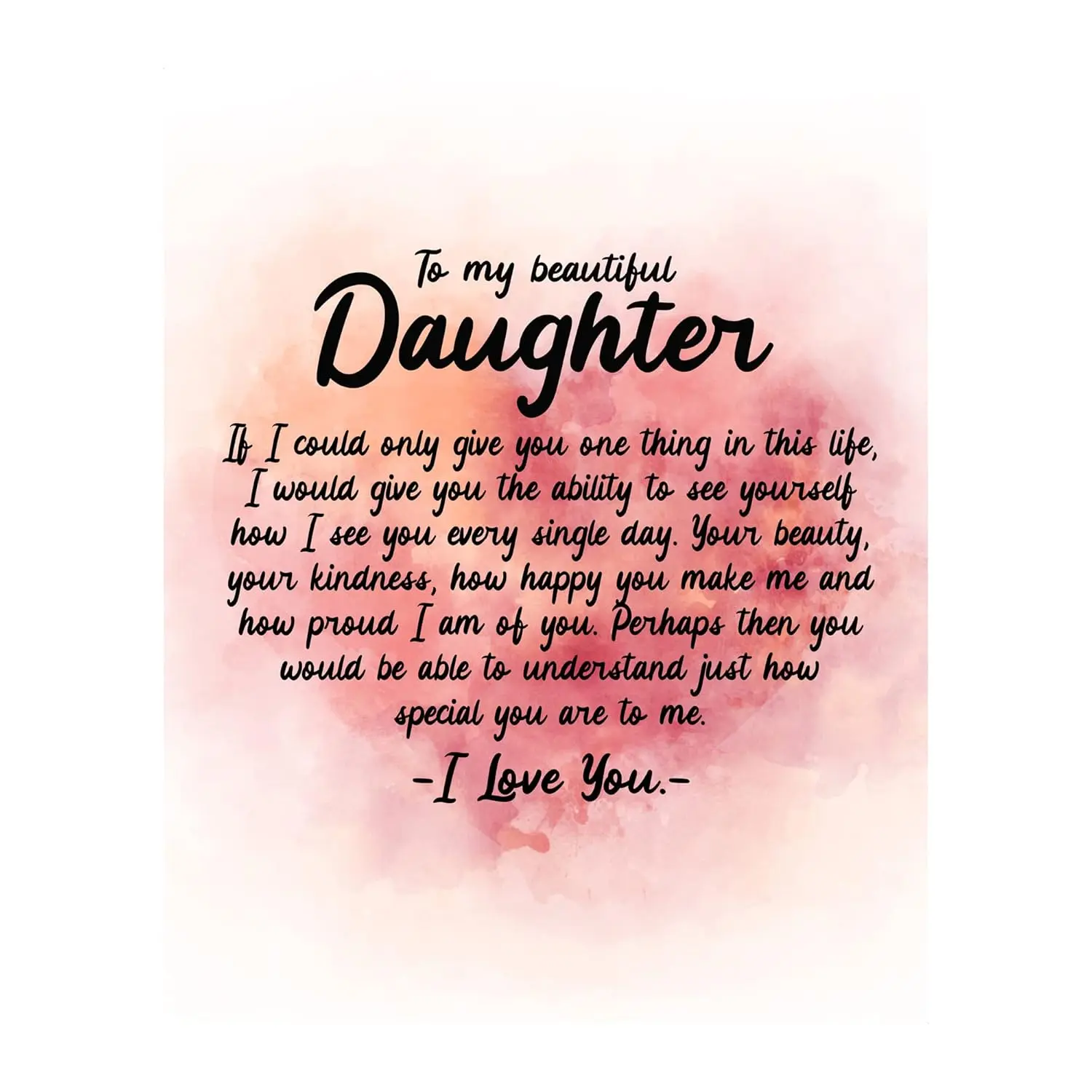 Dopamine DecorTo My Beautiful Daughter - Inspirational Family Wall Art Print, Loving Message With Modern Typographic Wall Decor For Home & Daughters Room Decor - 8x10" Unframed Poster Print Gift for Graduation Ornaments Artistic Decoration Photo
