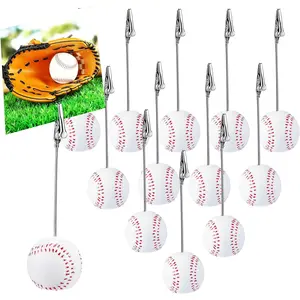 12 Pcs Resin Sports Ball Base Memo Clips with Alligator Wire Table Number Card Place Holders Photo Stand for Office Menu Wedding Party Events Decoration(Baseball)