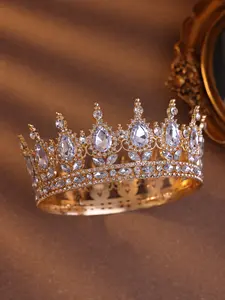 1Pc Vintage Rhinestone Bridal Tiara elegant Women Rhinestone Decor Crown Design Luxury Headband For Decoration Royal Tiaras