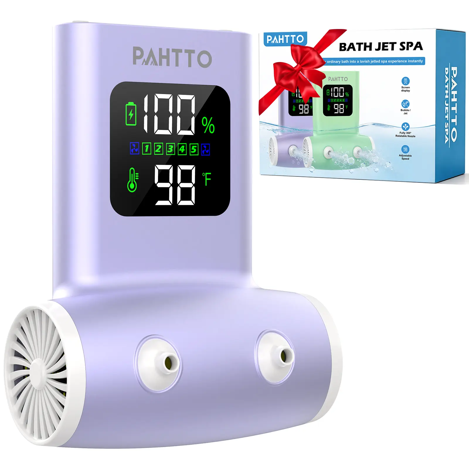 Bath Jets for Tub,Bathtub Jet Spa,Bath Bubble Machine,Bath Accessories | Dual Hydro Bathtub Jets with HD Smart Temperature Display ,13000mAh Rechargeable,5-Speed,Spa Gifts for Home Relaxation