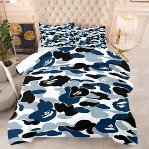 Camouflage printed pattern bedding set, including 1 blanket and 1 or 2 pillowcases without pillowcases, soft adult bedroom decoration gift, Soft Bedding Sets