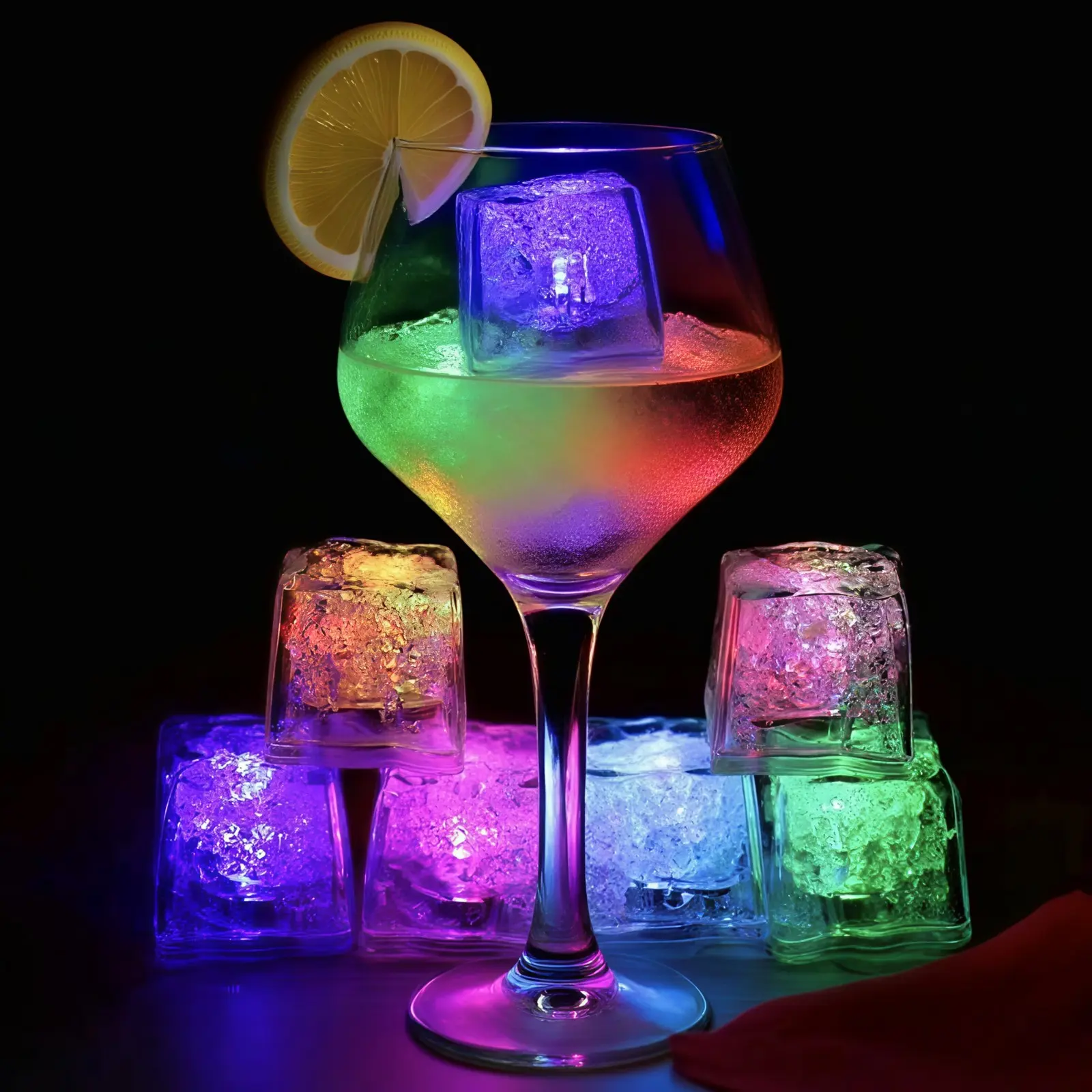 12pcs LED Ice Cubes, Ice Themed Cubes, Color-Changing Glow-In-Water, Random Colors, Party Decor, Wedding Bar Club, Home Bar Accessories, Birthday Festival Accessories, Creative Gifts