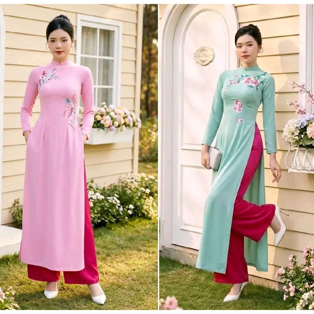 Vietnamese Ao Dai M49 For Women ( Vietnamese Size)/ Áo Dài Cách Tân Truyền Thống Việt Nam/ Girl Ao Dai / Luna Ao Dai
