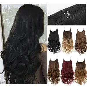 New 2025 Arrivals Long Invisible Wire Hair Extensions for Women - Wavy Curly Synthetic Hairpieces with Adjustable Headband, Heat Friendly Fiber, No Clip, Perfect for Halloween and Christmas