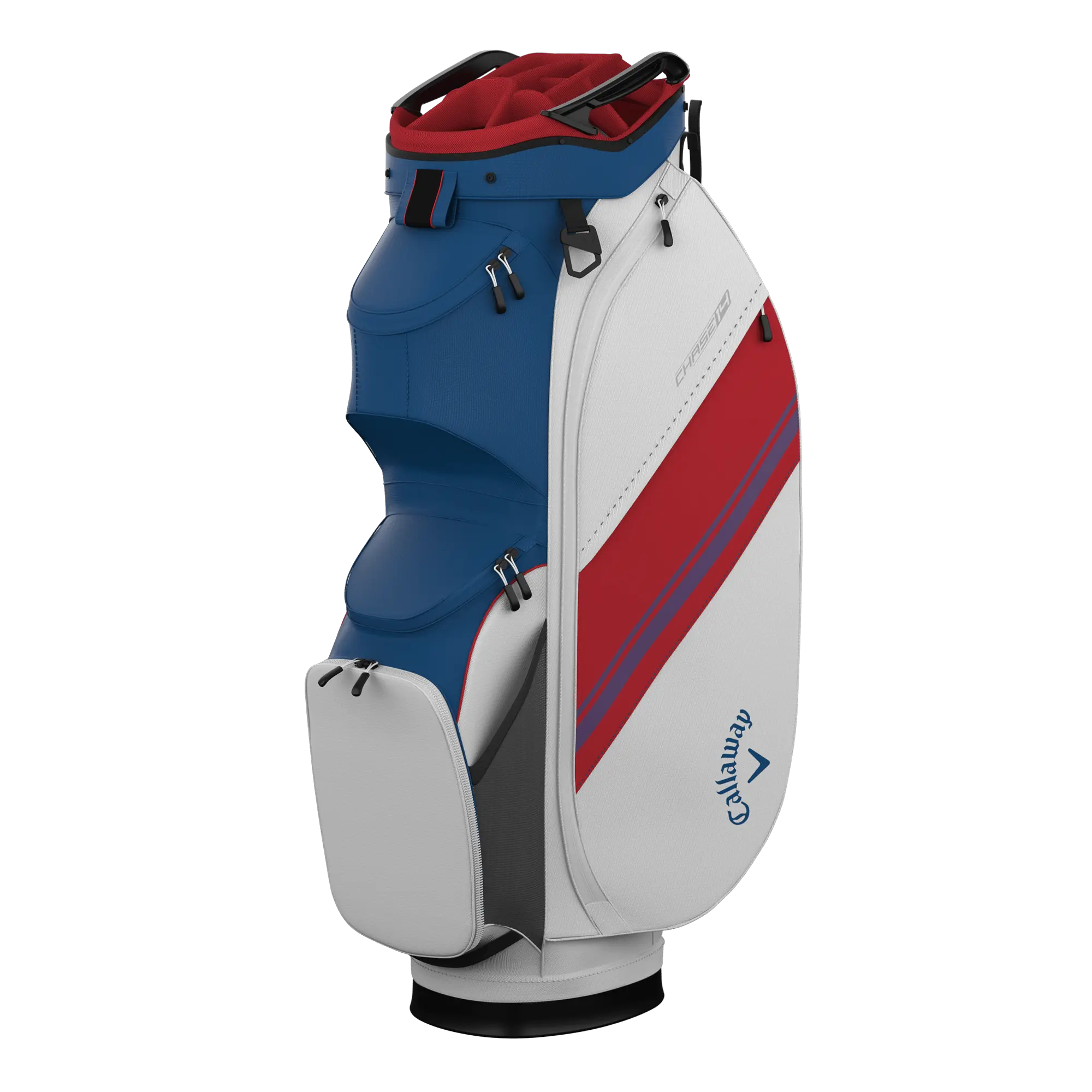 Callaway Golf Chase 14 Cart Bag in Blue/White/Red Callaway Golf Chase 14 Cart Bag in Blue/White/Red
