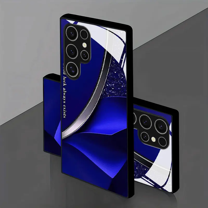 Premium Blue Pleated Texture Variant Glass Cover Casing for Samsung Galaxy S25 5G - UV Printing, Shockproof Protection, Versatile Smartphone Accessories for Fashion-Conscious Users