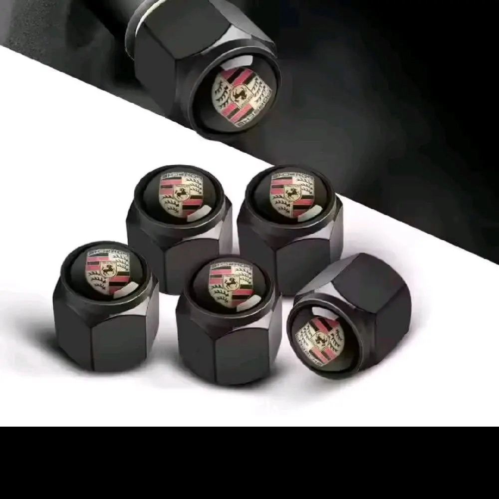 Porsche Tire Valve Cap - Black, Original Design, Durable and Lightweight Construction