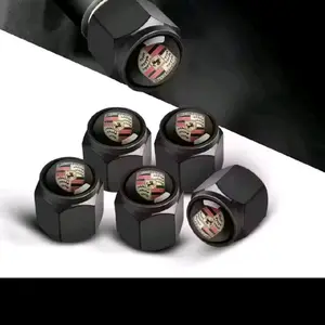 Porsche Tire Valve Cap - Black, Original Design, Durable and Lightweight Construction