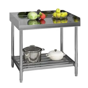 Heavy Duty Stainless Steel Work Table with Backsplash, NSF Certified Commercial Utility Desk with Adjustable Undershelf, Easy-Clean Surface for Kitchen, Restaurant, Garage & Office, Professional Grade Metal Prep Table, Multiple Sizes Available