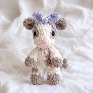 Crochet Baby Cow Lovey Mini Plush Snuggler, Cottagecore crochet highland cow Crochet Cow Crochet Snuggler
