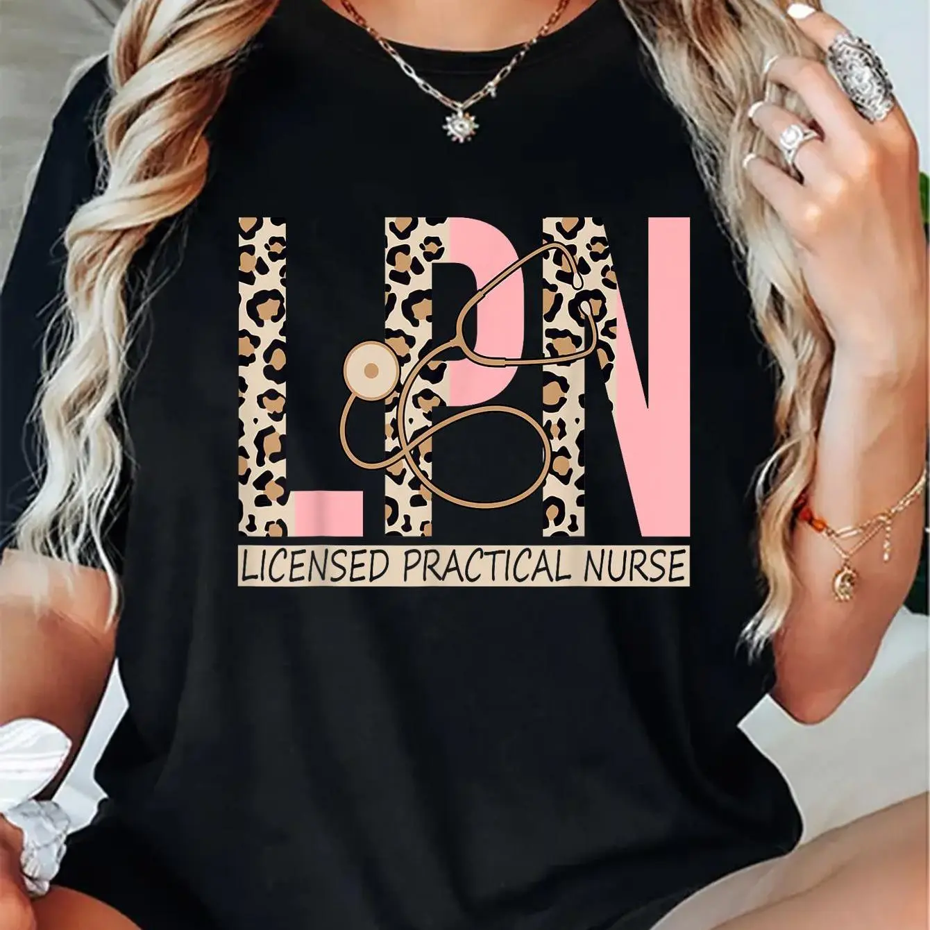 100% Cotton LPN - Leopard Nurse LPN Nursing Licensed Practical Nurse T-Shirt.,custom,fall