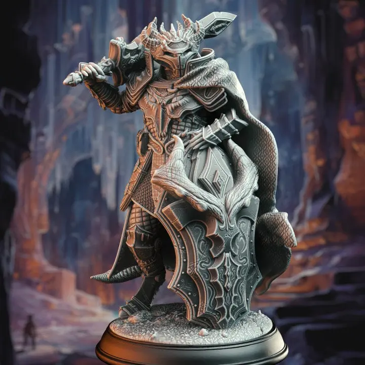 Dragonborn Commander - Horakthar 3D-Printed Resin Miniature, DM Stash Character Figure Miniatures, Collectible Home Decor Statue, 3D-Printed Resin Miniatures
