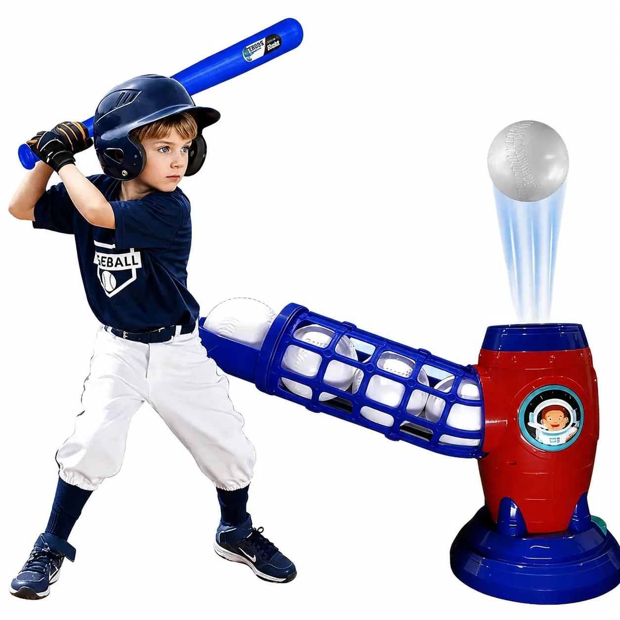 [Upgraded] Kids Electronic Baseball Pitching Machine - Bonus 5 Balls (10 Total Included!) - Auto Pitcher Sports Toy, Perfect Holiday Gift