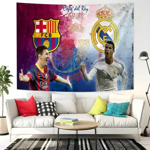 football superstar M-Messi V-Vs R-Ronaldo Tapestry Background Hanging Cloth Bedroom Room Decor Aesthetic Tapestry Wall Party
