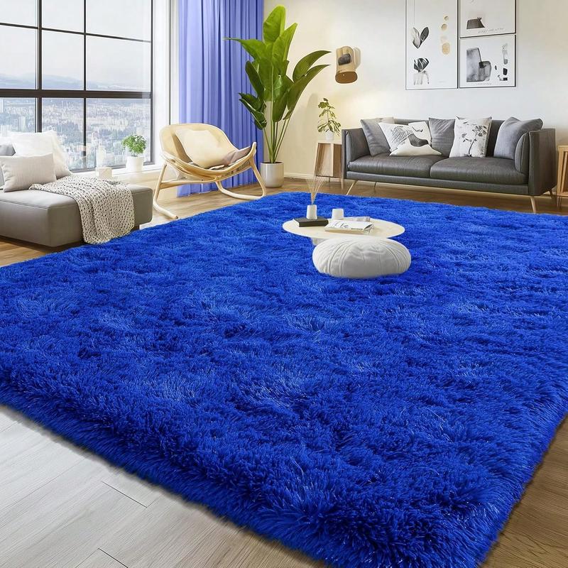 Soft Shag Rugs For Bedroom, Blue Fluffy Shaggy Rugs For Living Room Nursery, Luxury Modern Plush Carpet Girls Boys Kids Room Dorm Indoor Home Decor, Upgrade Non-Slip