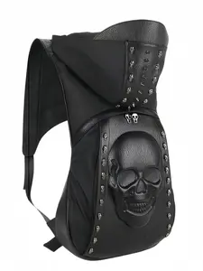 Men's Large Capacity Backpack, Trendy Rivet Skull Travel Bag, Unisex Casual Bookbag, Fashionable Punk Style, Perfect for Daily Use
