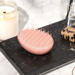 Mini Detangling Hair Brush (Rose Quartz Pink) - Scalp Massager Hairbrush for Women - Small Travel Hair Brush for Purse - Convenient, Easy to Use Hair Styling Combs Heatless Haircare