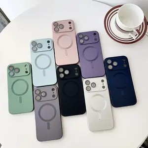 MagSafe Compatible Light Blue Phone Case for iPhone 16/17 Pro Max, Shockproof Matte Case with Integrated Camera Protector, Anti-Scratch Metallic-Look Protective Cover,
