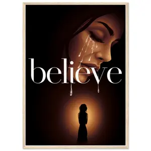 Framed Believe Poster - Inspiring Wall Art - Ready to Hang with Luxury Finish Decor Gift