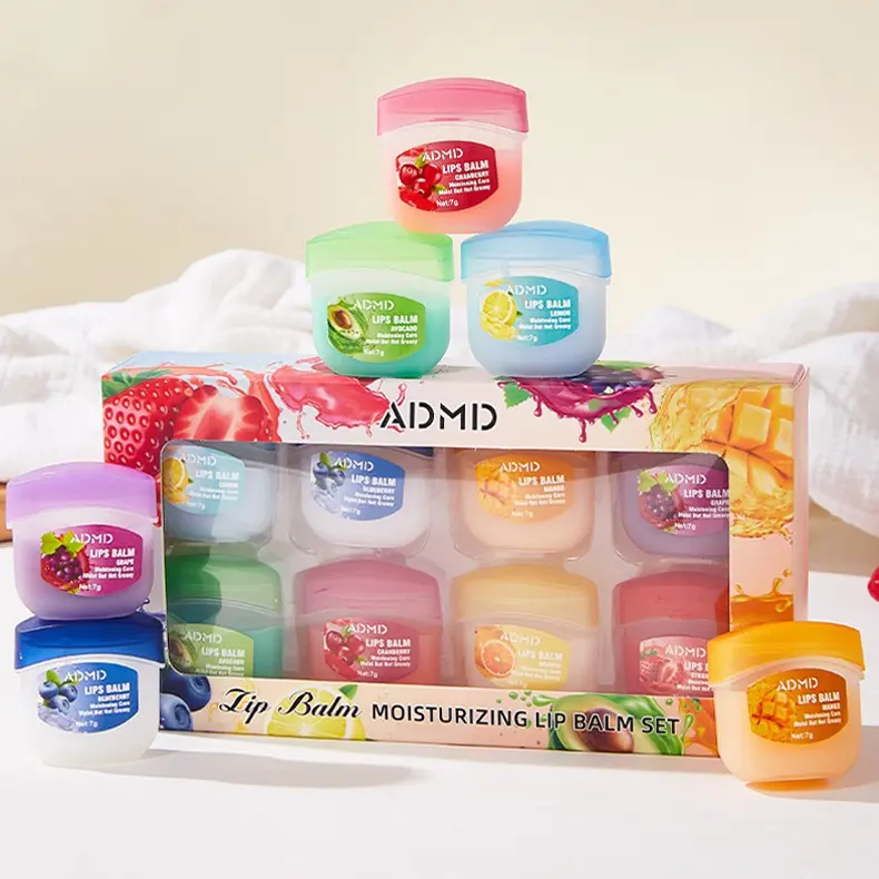 Fruit-Flavor Lip Balm Gift Set Natural Moisturizing Long-Lasting Hydration Assorted Fruit Scents Portable Boxed Design Ultimate Lip Care Set with Organic Ingredients and Vitamin E