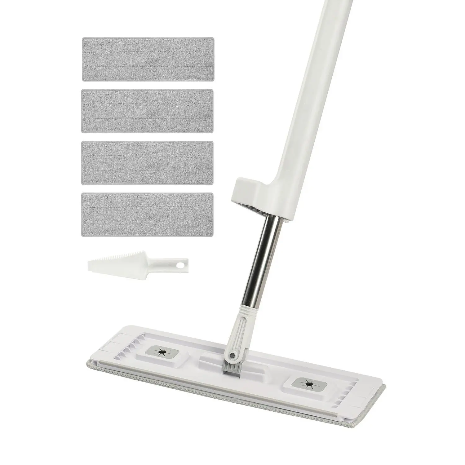 【DealsForYouDays】VEVOR Flat Mop Self WringingMicrofiber Floor Mop with 4 Reusable & Washable Mop Pads for Dry & Wet Floor CleaningMicrofiber Flat Mop with Stainless Steel Handle for Hardwood Laminate Tile Vinyl