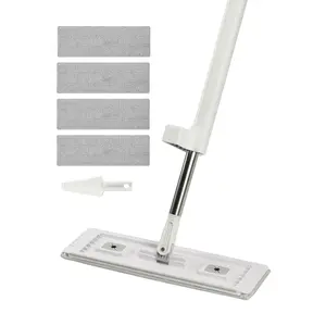 【fathersdaygift】VEVOR Flat Mop Self WringingMicrofiber Floor Mop with 4 Reusable & Washable Mop Pads for Dry & Wet Floor CleaningMicrofiber Flat Mop with Stainless Steel Handle for Hardwood Laminate Tile Vinyl