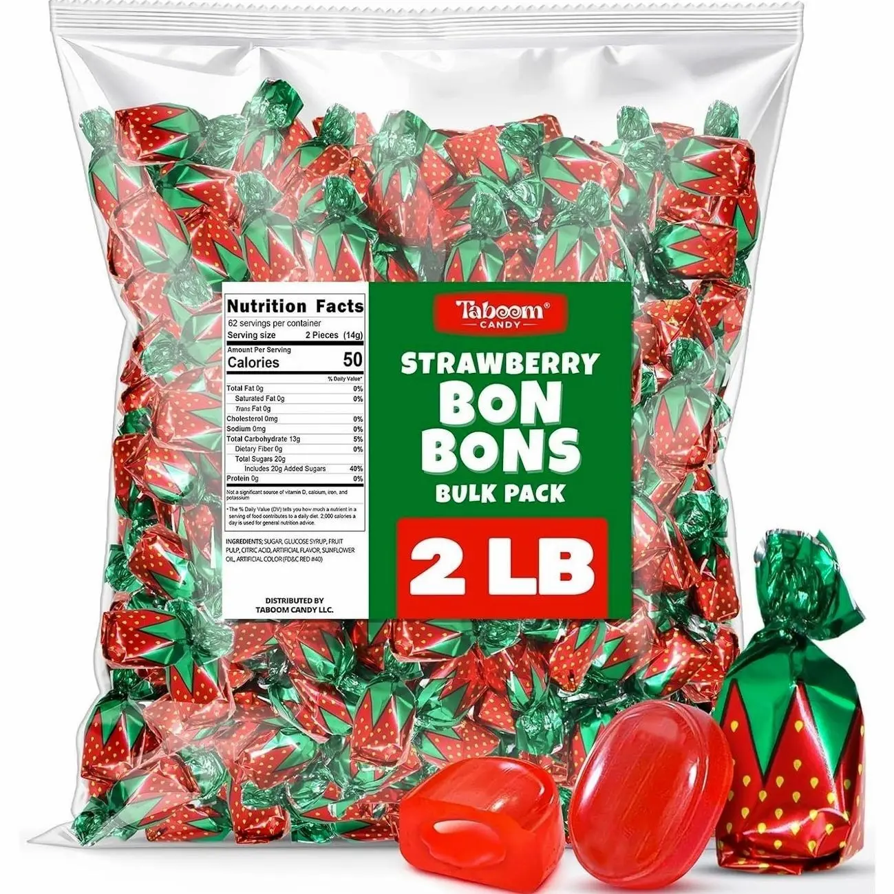 Strawberry Filled Hard Candy Bon Bons 2 lb
