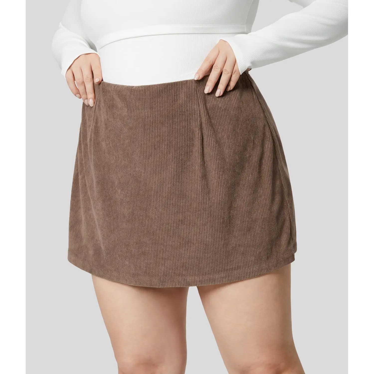 Halara High Waisted Invisible Zipper 2-in-1 A Line Mini Corduroy Casual Plus Size Skirt Halara High Waisted Invisible Zipper 2-in-1 A Line Mini Corduroy Casual Plus Size Skirt
