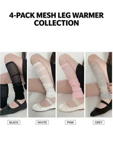 4 Pairs Mesh Leg Warmers for Women, Cute Sheer Ribbed Knit Leg Warmers, Y2K Ballet Core Leg Warmers, Stretchy Calf Warmers for Shoes, Fashion Leg Covers for Spring Summer Outfit, Socks