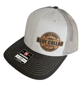 Dirty Hands Blue Collar Proud American Clean Money Leather Patch Hat - Unisex, Casual, Leather Patch Design, Blue Collar Inspired Adjustable Snapback Cap