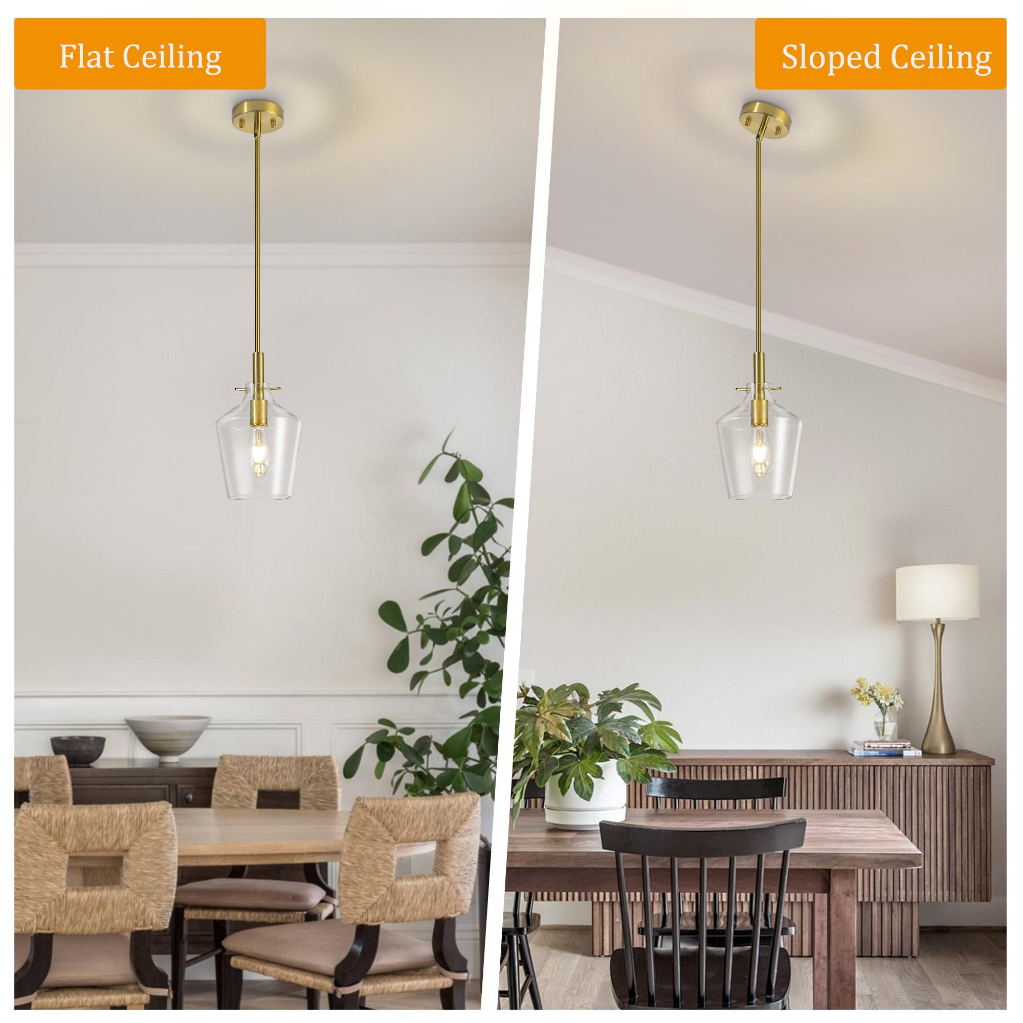 Clear Glass Bell Pendant Light Modern Single Head Hanging Lamp for Kitchen Island Black Gold Brushed Nickel Chrome Finish，E26，Bulb not included