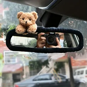 Cute Cartoon Bear Design Car Rearview Mirror Cover, 1 Count Stylish Cartoon Elastic Rearview Mirror Cover, Car Interior Decoration Accessories, Car Interior Accessory