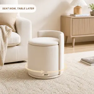 360° Swivel Vanity Stool | Multi-Function Storage Ottoman, Cloud-Soft Velvet Side Table for Bedroom & Living Room,