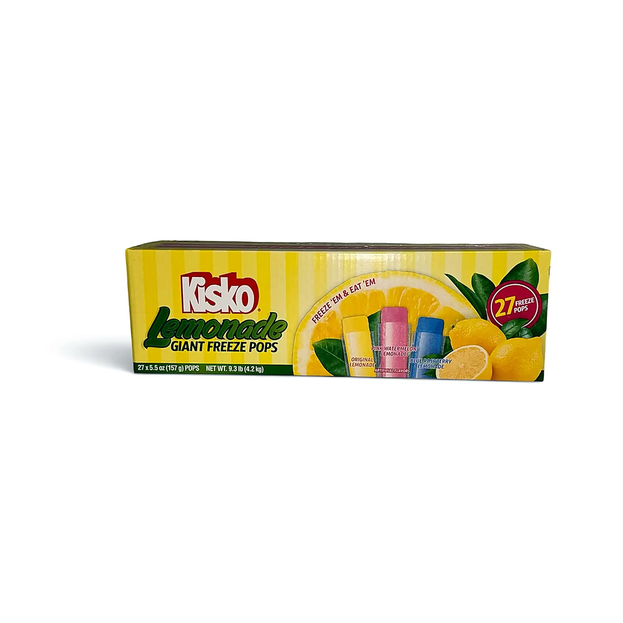 Kisko Lemonade Giant Freeze Pops, 27 Count, 5.5 oz Each, Assorted Fruit Flavors Kisko Lemonade Giant Freeze Pops, 27 Count, 5.5 oz Each, Assorted Fruit Flavors