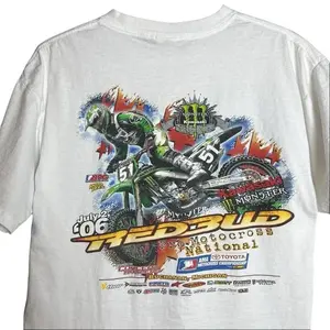 Vintage Motocross T-shirt Mens Large White MX Moto Racing Dirt Bike Redbud 2006, Graphic tees, Streetwear, Short sleeve,  cotton, Top, Menswear