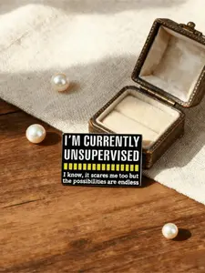 Humorous "I’m Currently Unsupervised" Enamel Pin | Sarcastic Brooch with Endless Possibilities Quote | Funny Lapel Pin for Office & Sarcasm Lovers Gift for Humorous