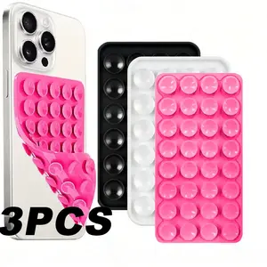 Silicone Suction Cup Phone Holder, Dual-Sided Design, Multi-Functional Adhesive Base, Anti-Slip Feature, Ideal for Shower & Car Use, Car Phone Stand