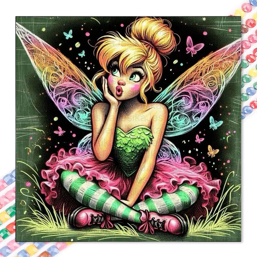 1 set of DIY diamond painting kit, 5D diamond art kit, DIY decor with fairy, wings, and butterfly. Mosaic, diamond art, DIY art home decoration.