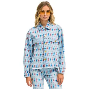 AVIATOR BOLT OVERSIZED CUTOFF DENIM JACKET - SUPER LIGHT