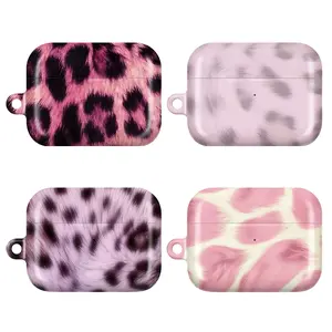 Pink Furry Leopard AirPods Case – Cute Fuzzy Animal Print Cover in Hot Pink, Pastel Pink & Purple for Apple AirPods Pro/Pro 2/Pro 3 & AirPods 1/2/3/4 | Trendy Y2K Aesthetic Earbud Case, Fun Gift for Her Him