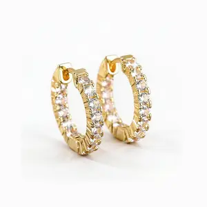 Dense Full Pave Crystal Mini Gold Huggie HoopsStable Comfort Fit | Must-Have Staple for Gala, Club Nights & Holiday Event Looks!