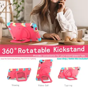 Case for Samsung Galaxy Tab A11 8.7 Inch (SM-X110 X130 X135)Tablet Case, 360 Degree Rotating Handle Stand Silicone PC Shockproof Cover