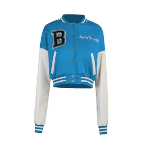 Blue Cropped Varsity Jacket